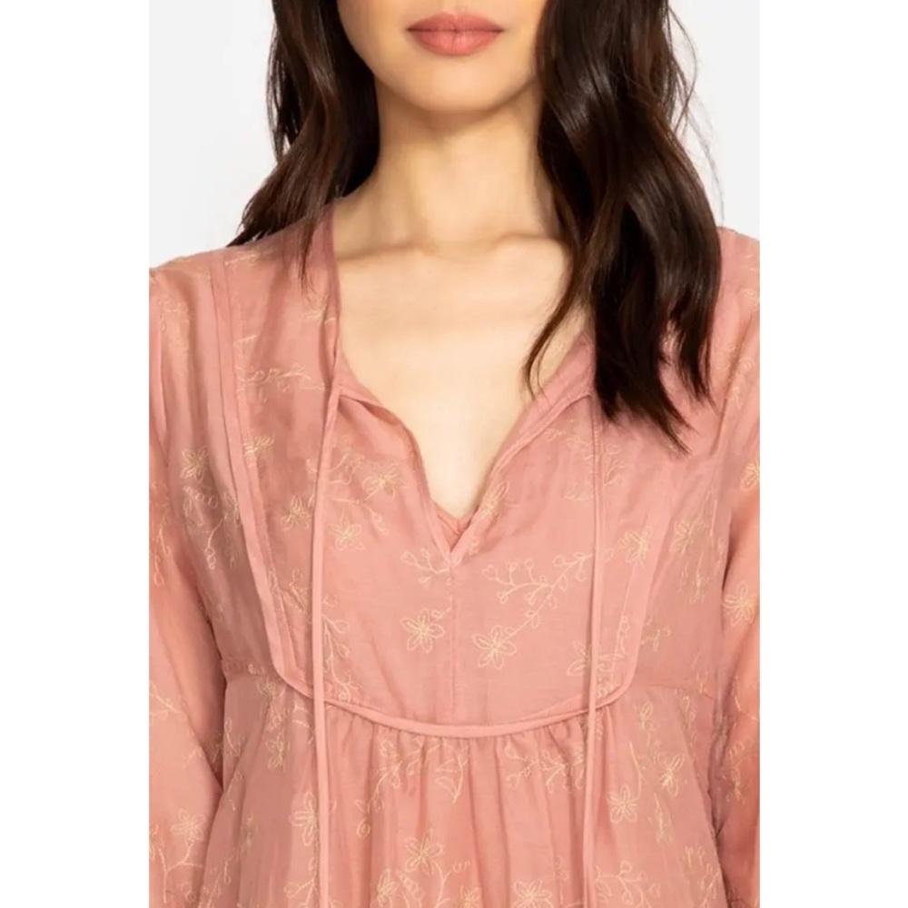 Johnny Was Karina Peasant Tunic Dress Blush Pink XS New $310